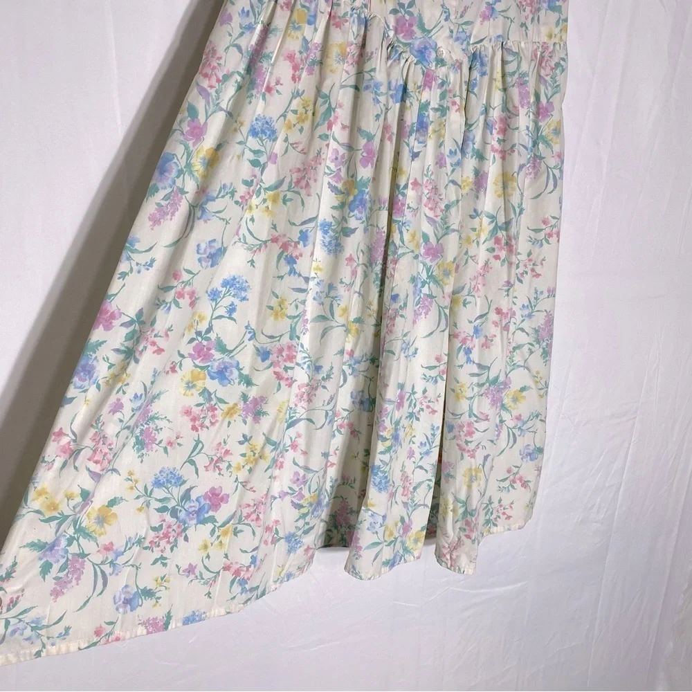 Vintage Handmade Pastel Floral Cottagecore Peasant Garden Tea Party Dress M - Picture 13 of 16